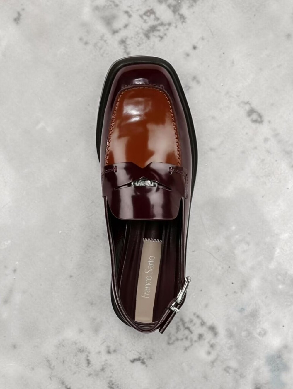 Franco Sarto Patent Burgundy Slingback Loafer